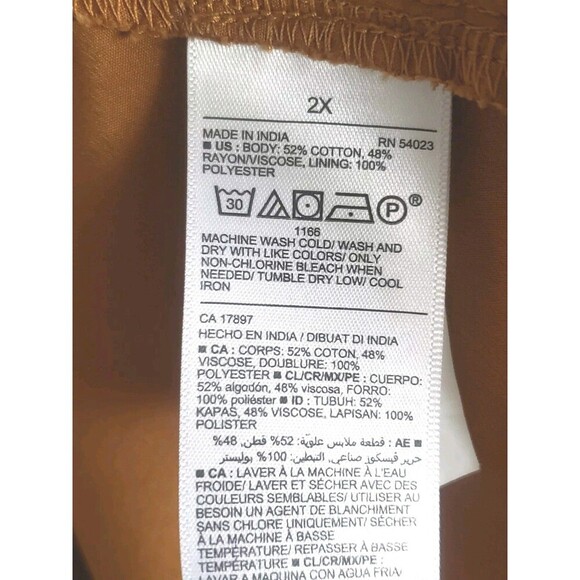 Old Navy Dress  Golden  Brown Short Puff Sleeve Smocked Waist Women's 2X - Picture 9 of 10